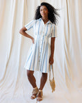 Seaside Stripe Dress — striped button-front shirt dress