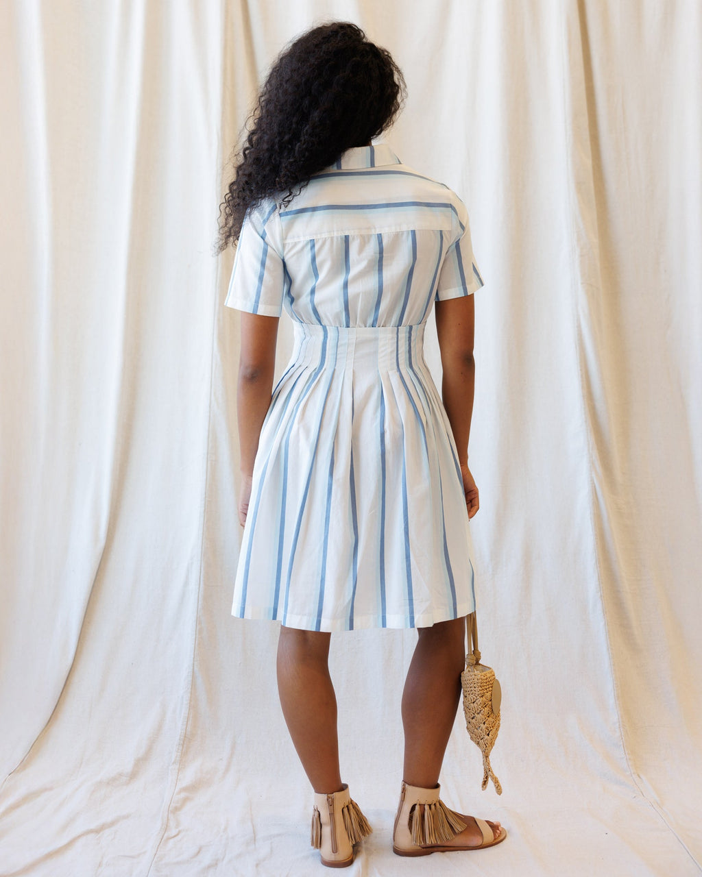 Seaside Stripe Dress — striped button-front shirt dress