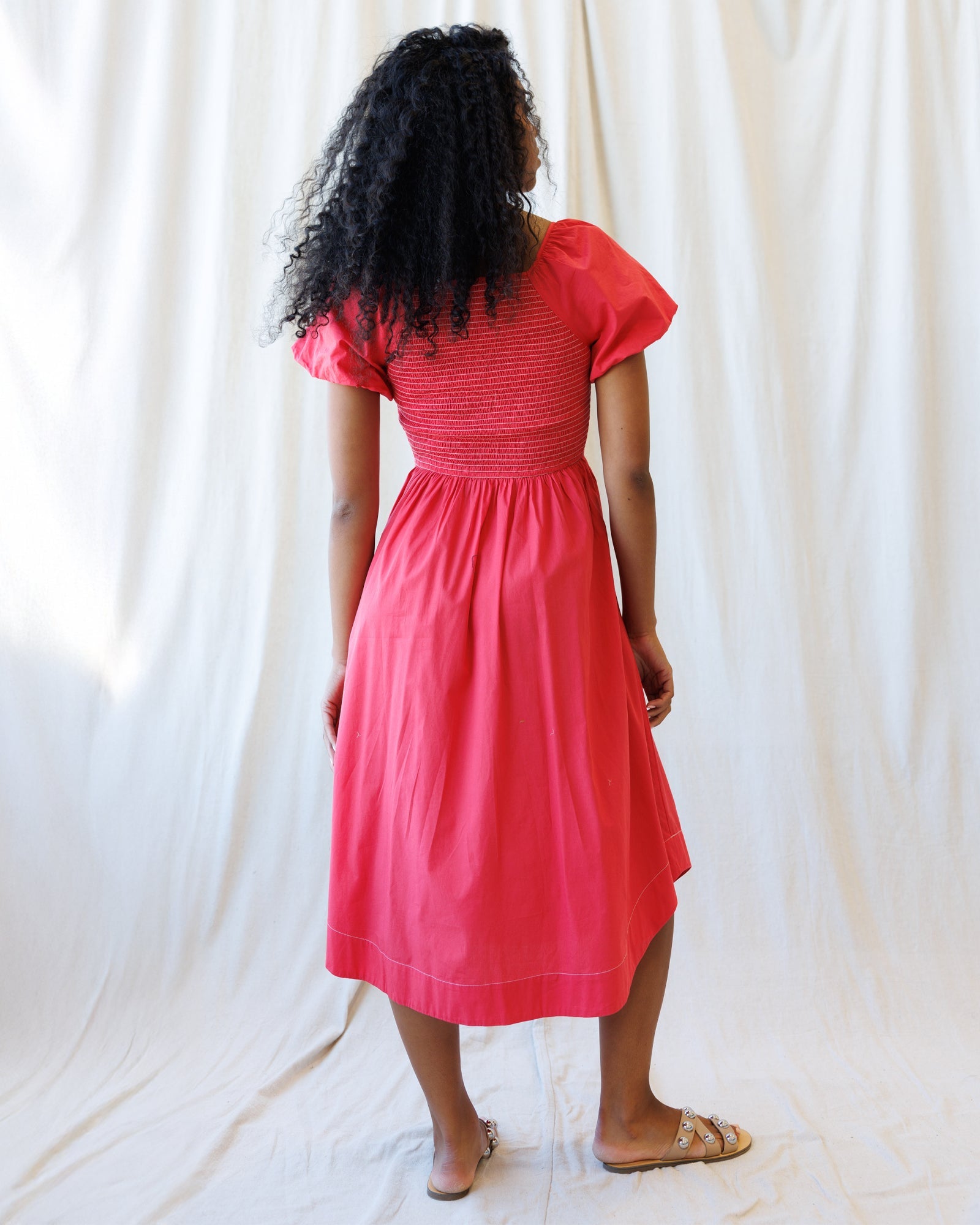 One Fine Day Dress — smocked v-neck midi dress
