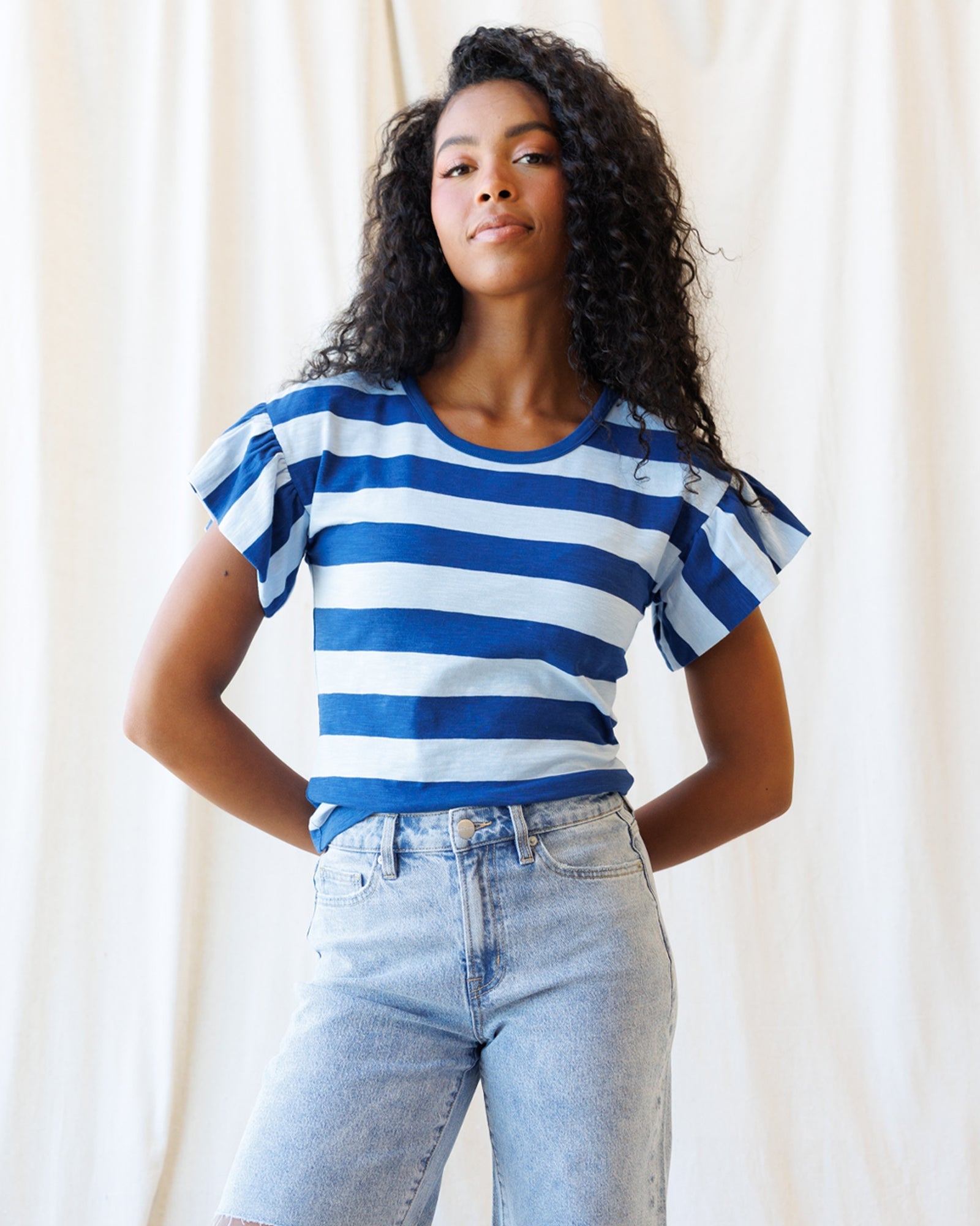 Charisma Tee — flutter-sleeve cotton tee