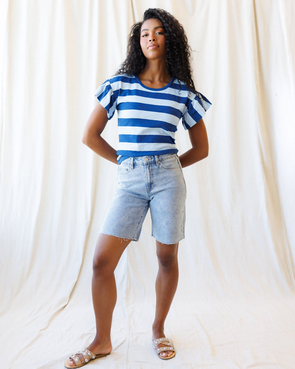 Charisma Tee — flutter-sleeve cotton tee