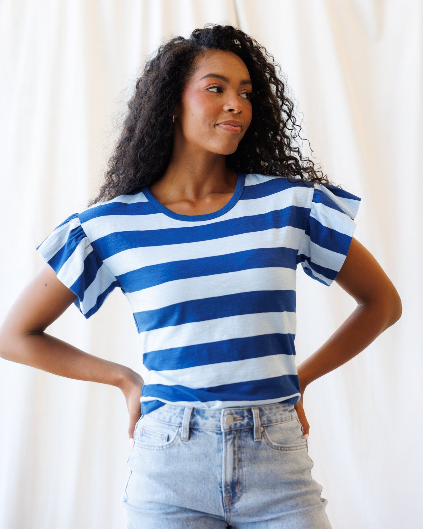 Charisma Tee — flutter-sleeve cotton tee