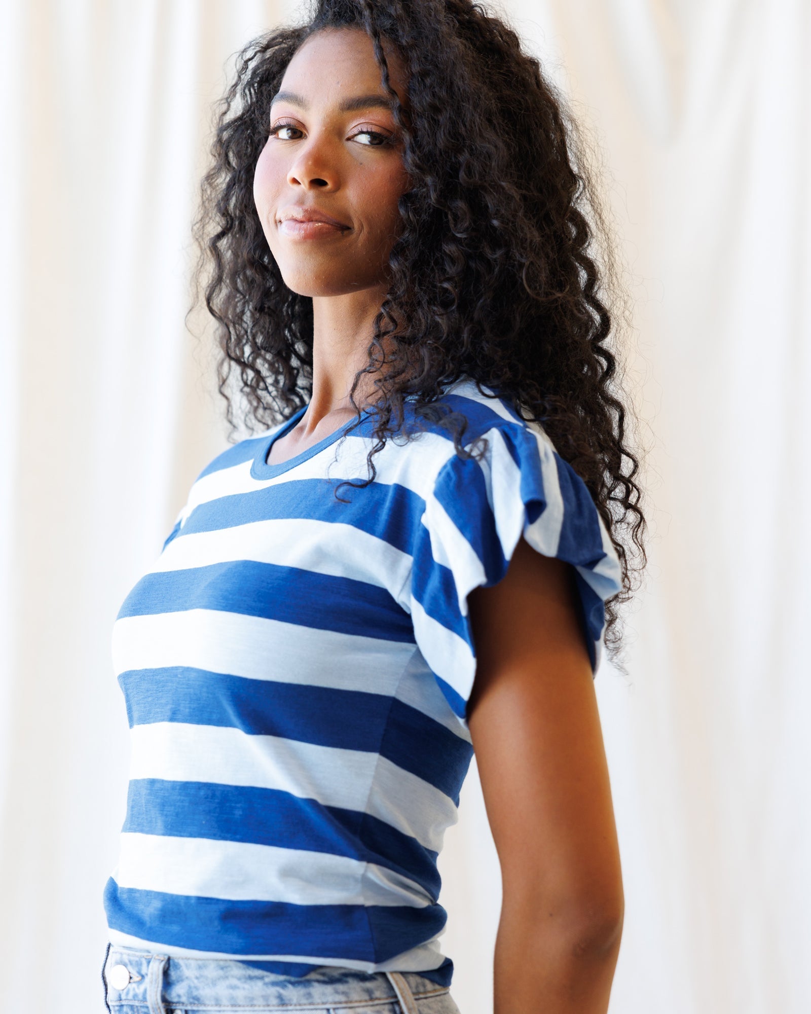 Charisma Tee — flutter-sleeve cotton tee