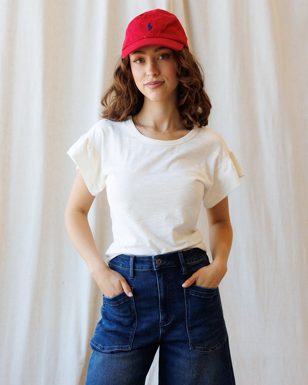 Charisma Tee — flutter-sleeve cotton tee