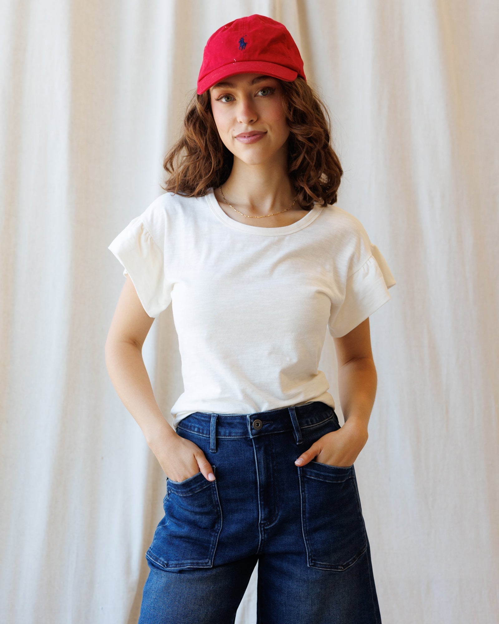 Charisma Tee — flutter-sleeve cotton tee