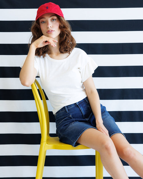 Charisma Tee — flutter-sleeve cotton tee