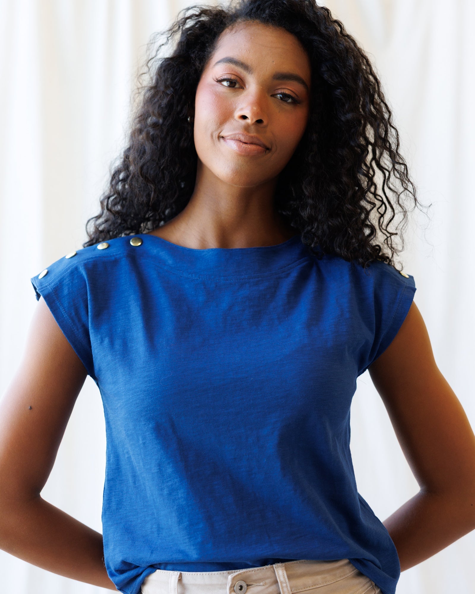 Bar Harbor Top — boat-neck cap-sleeve top