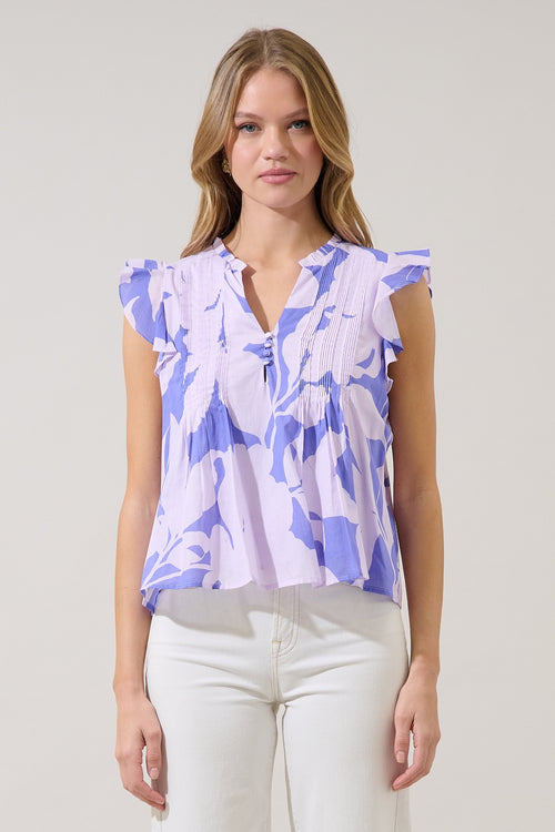 Cap Sleeve Floral Top — floral cap-sleeve blouse