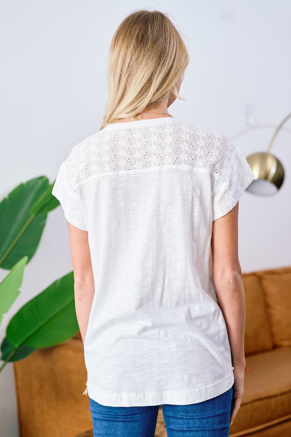 Boho Short Sleeve Lace Knit Top — boho lace knit top