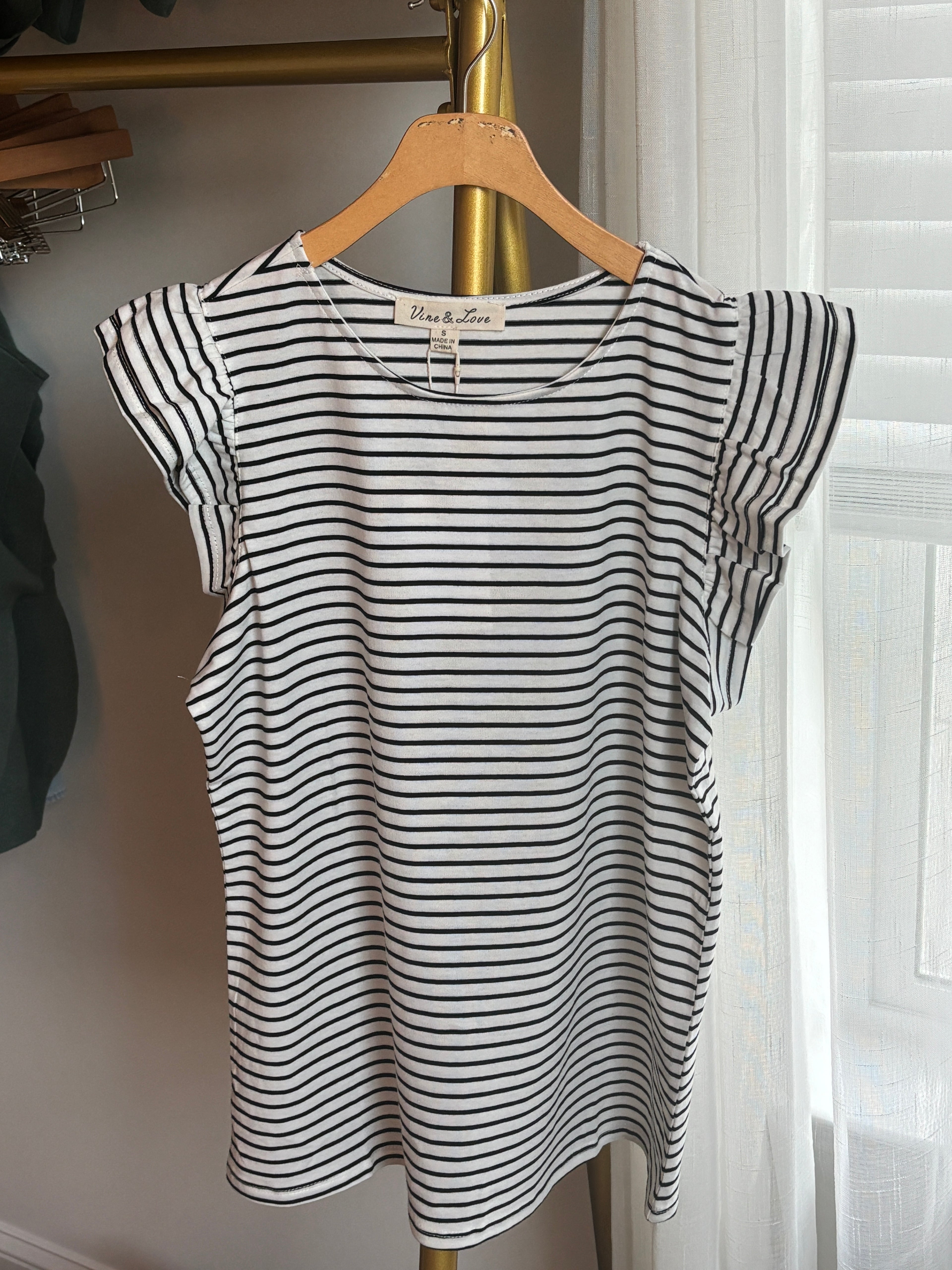 Coastal Stripe Ruffle Top