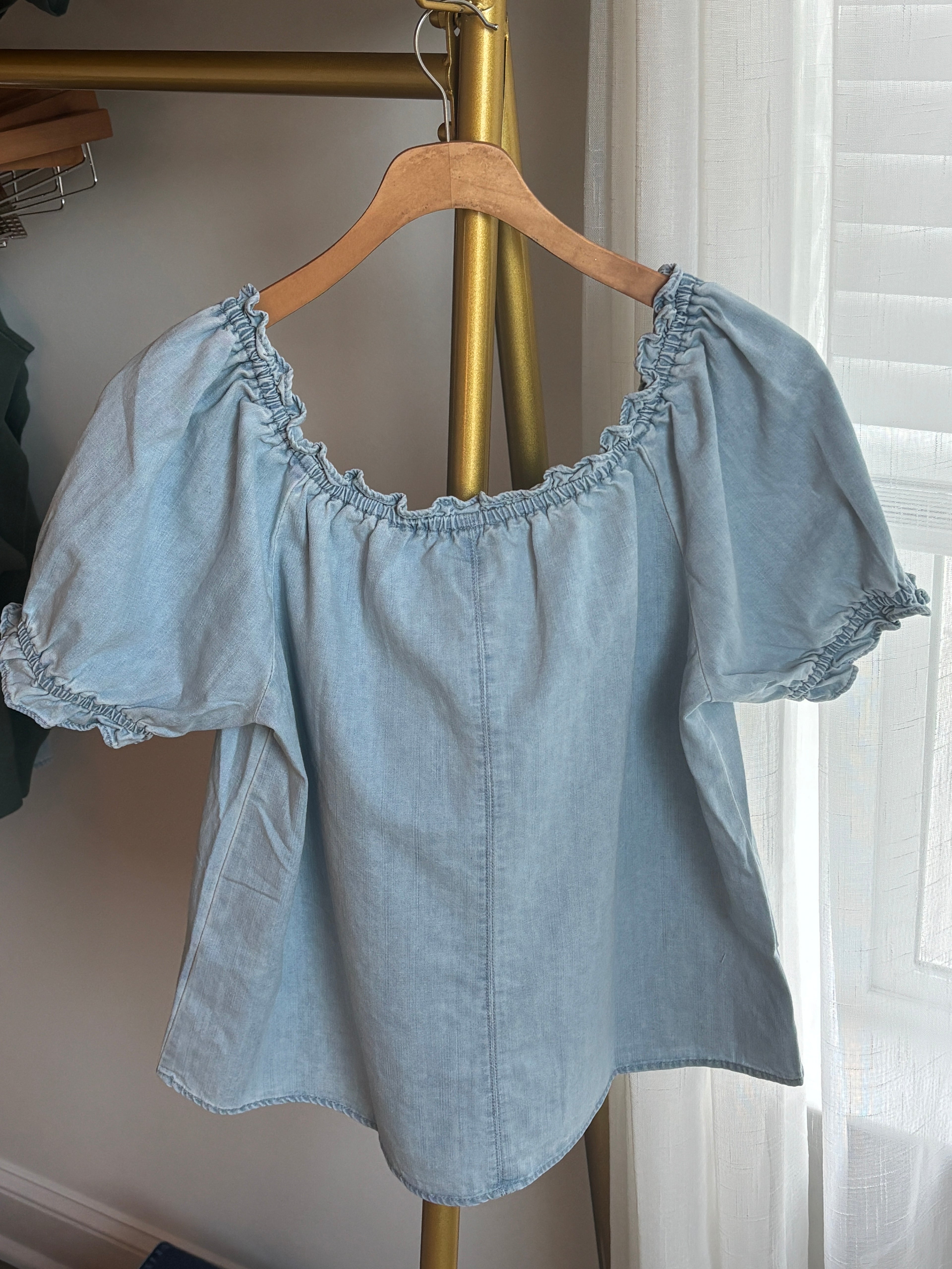 Babydoll Ruffle Denim Top