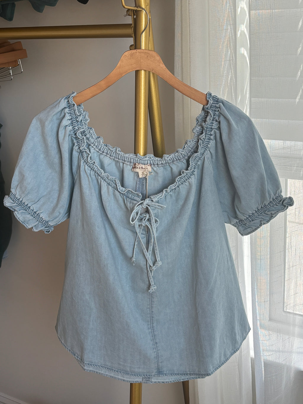 Babydoll Ruffle Denim Top
