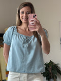 Babydoll Ruffle Denim Top