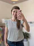 Coastal Stripe Ruffle Top