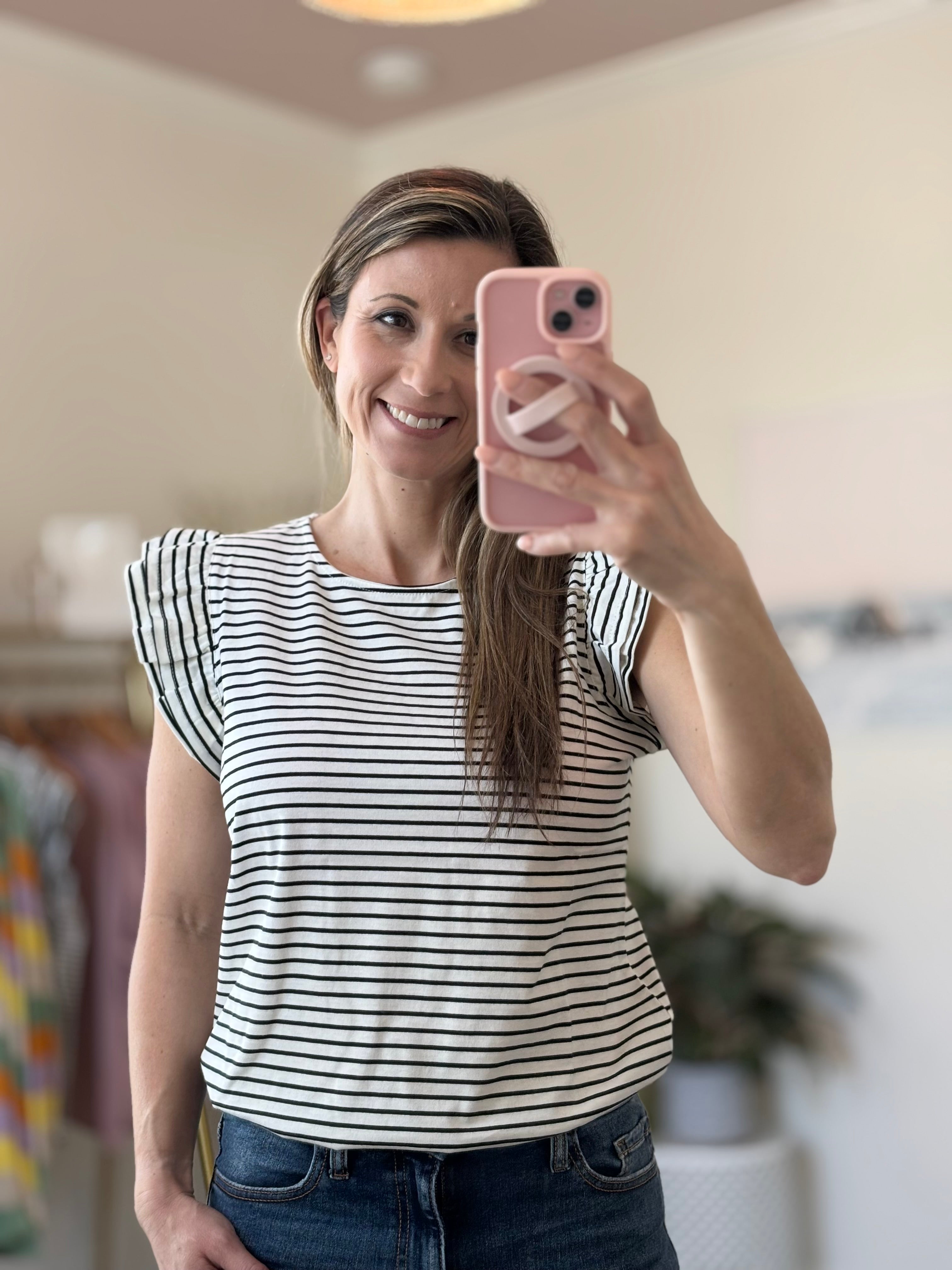 Coastal Stripe Ruffle Top