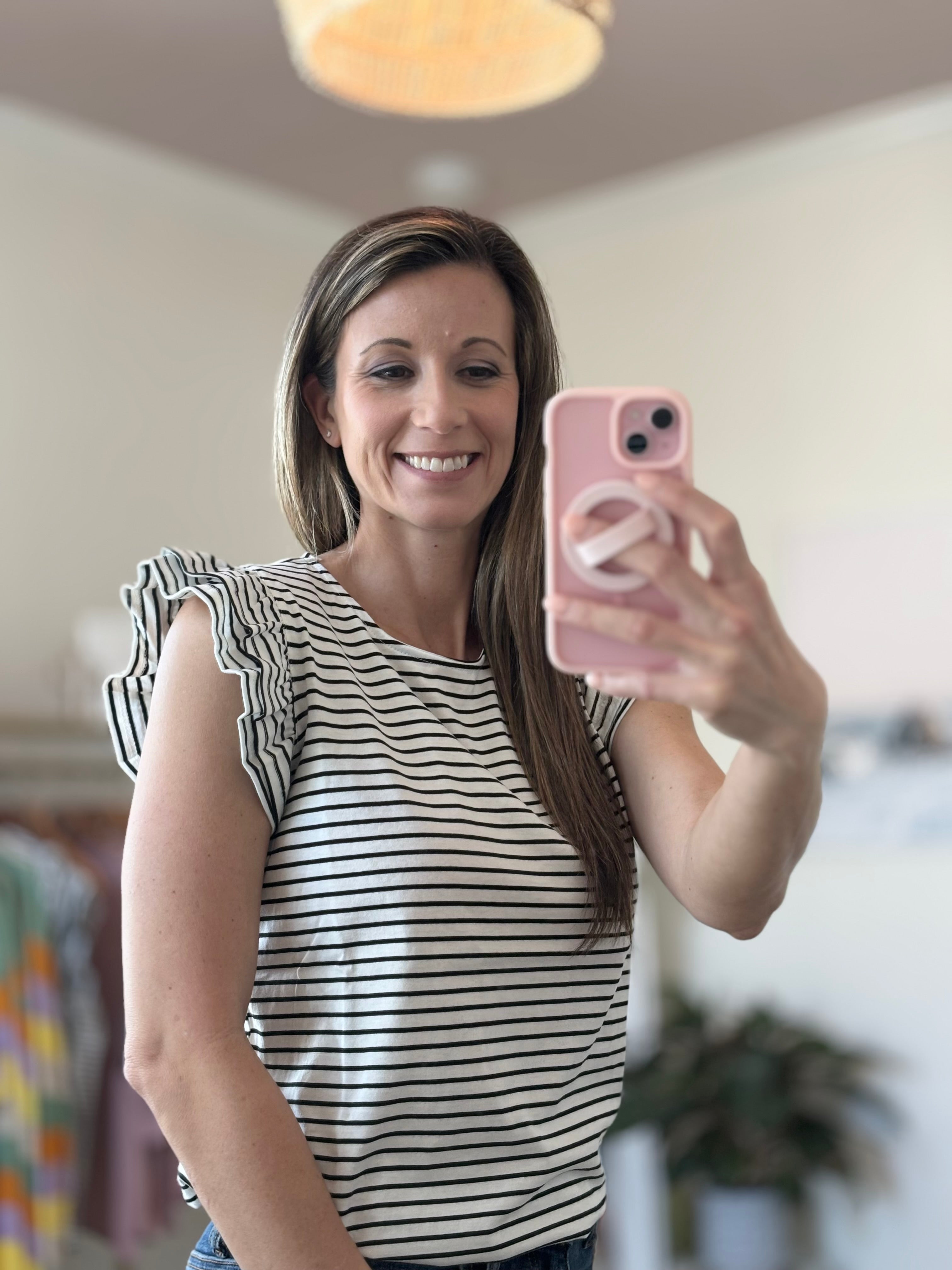 Coastal Stripe Ruffle Top
