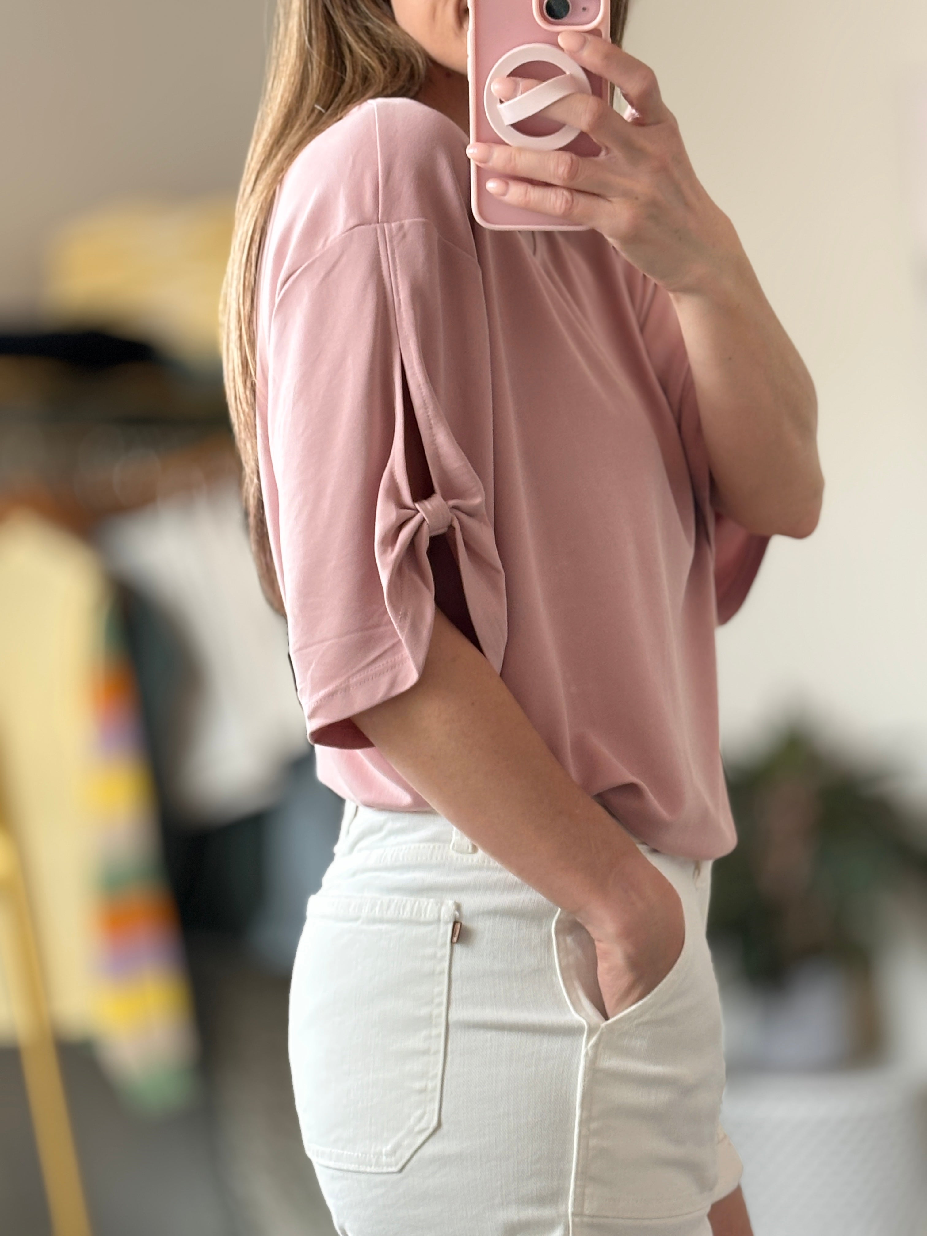 Blush Tie Sleeve Tee