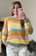 Effortless Open-Knit Crew Sweater