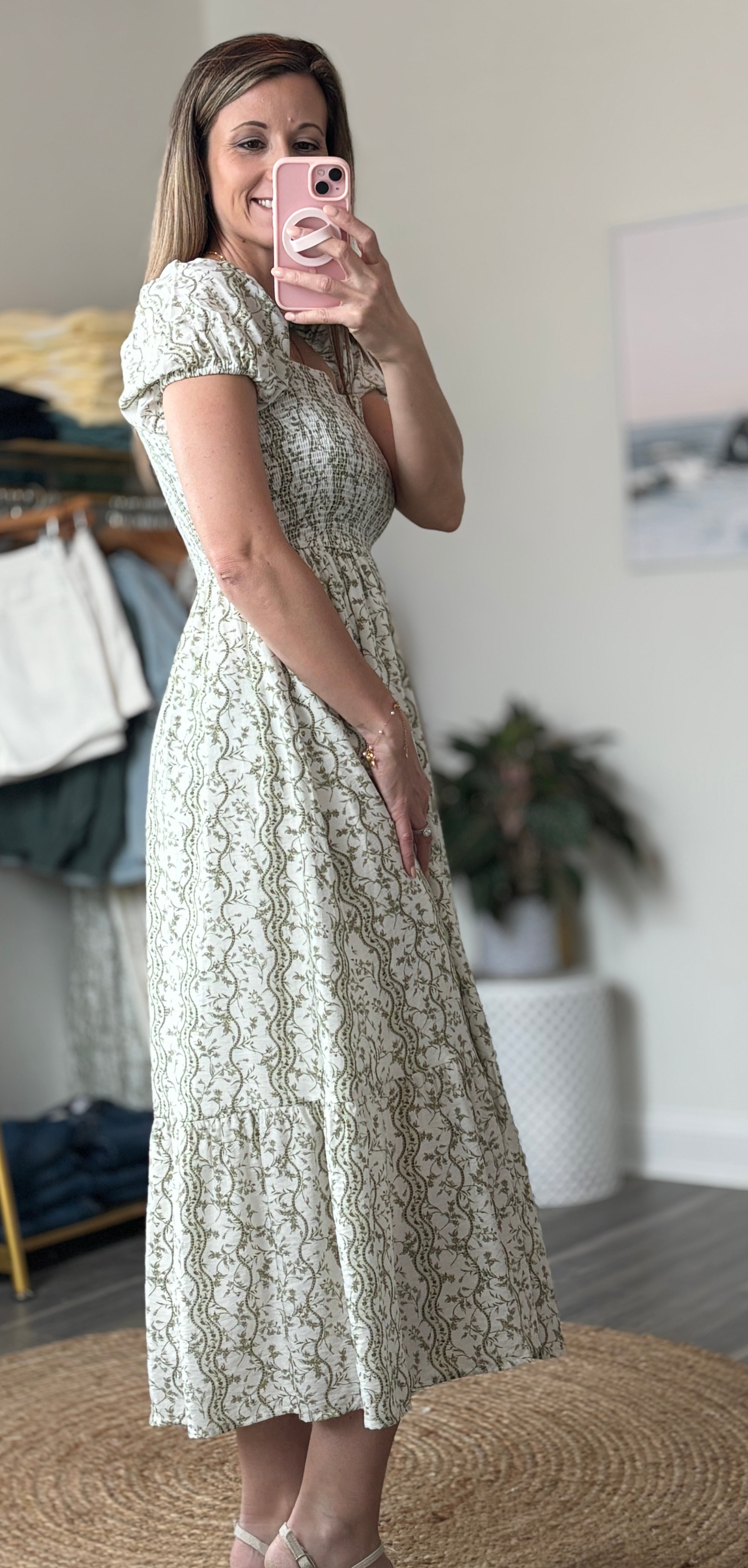 Everly Puff Sleeve Midi Dress