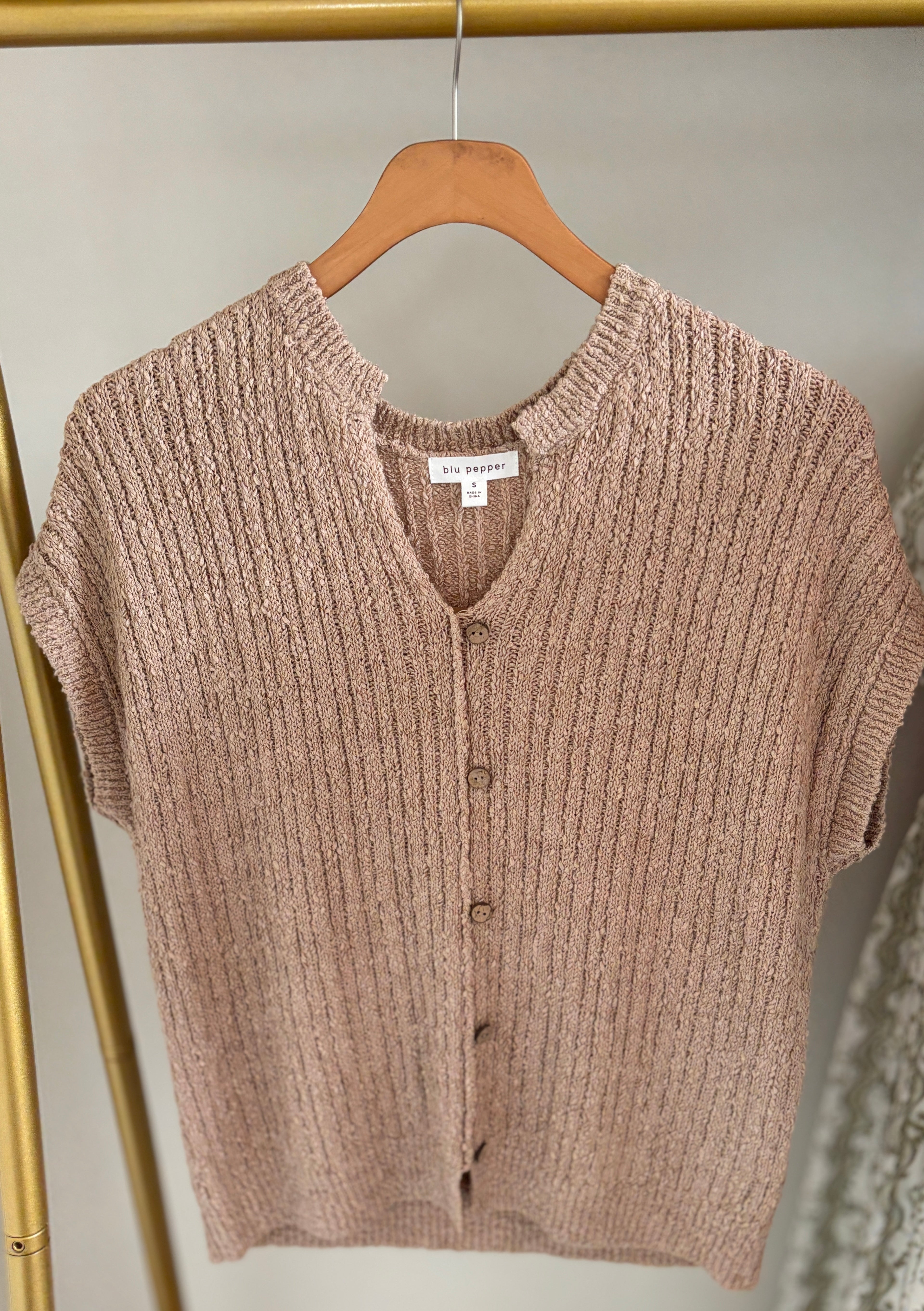 Ribbed Button Front Sweater