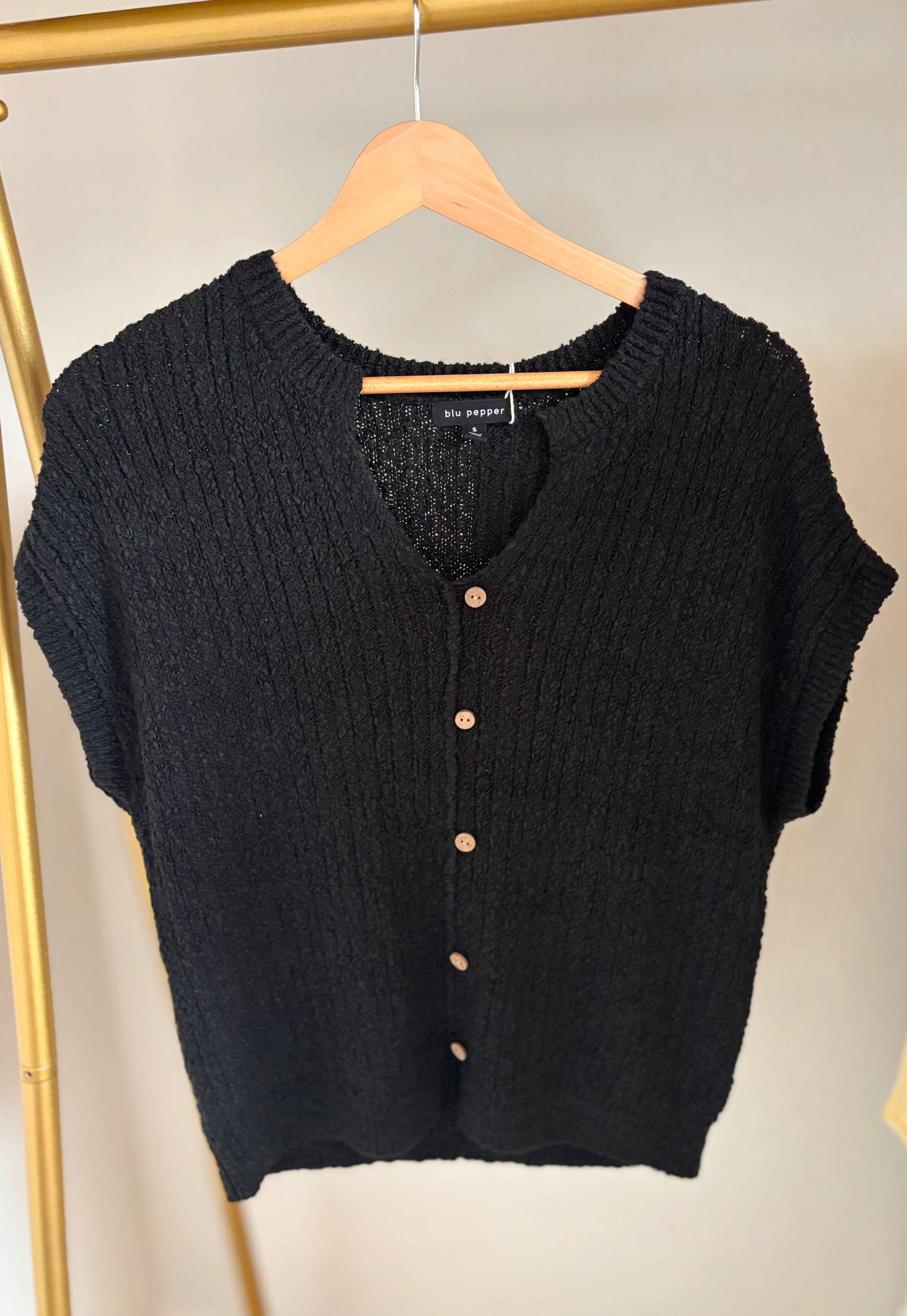Ribbed Button Front Sweater