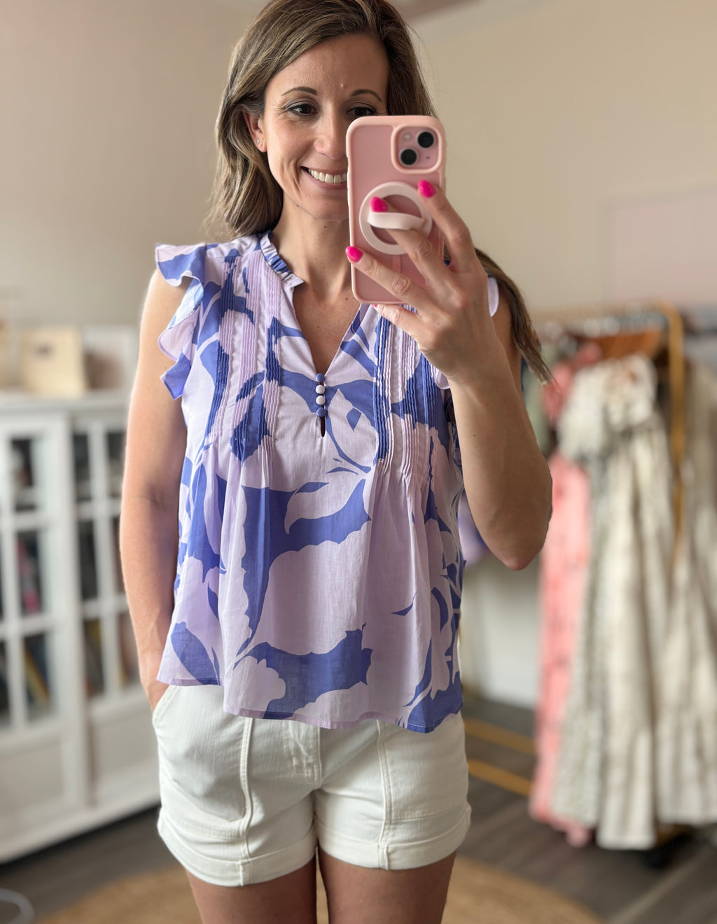 Cap Sleeve Floral Top