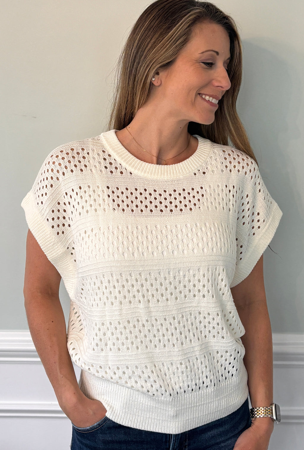 Breeze Open-Knit Dolman Sweater — lightweight open-knit sweater