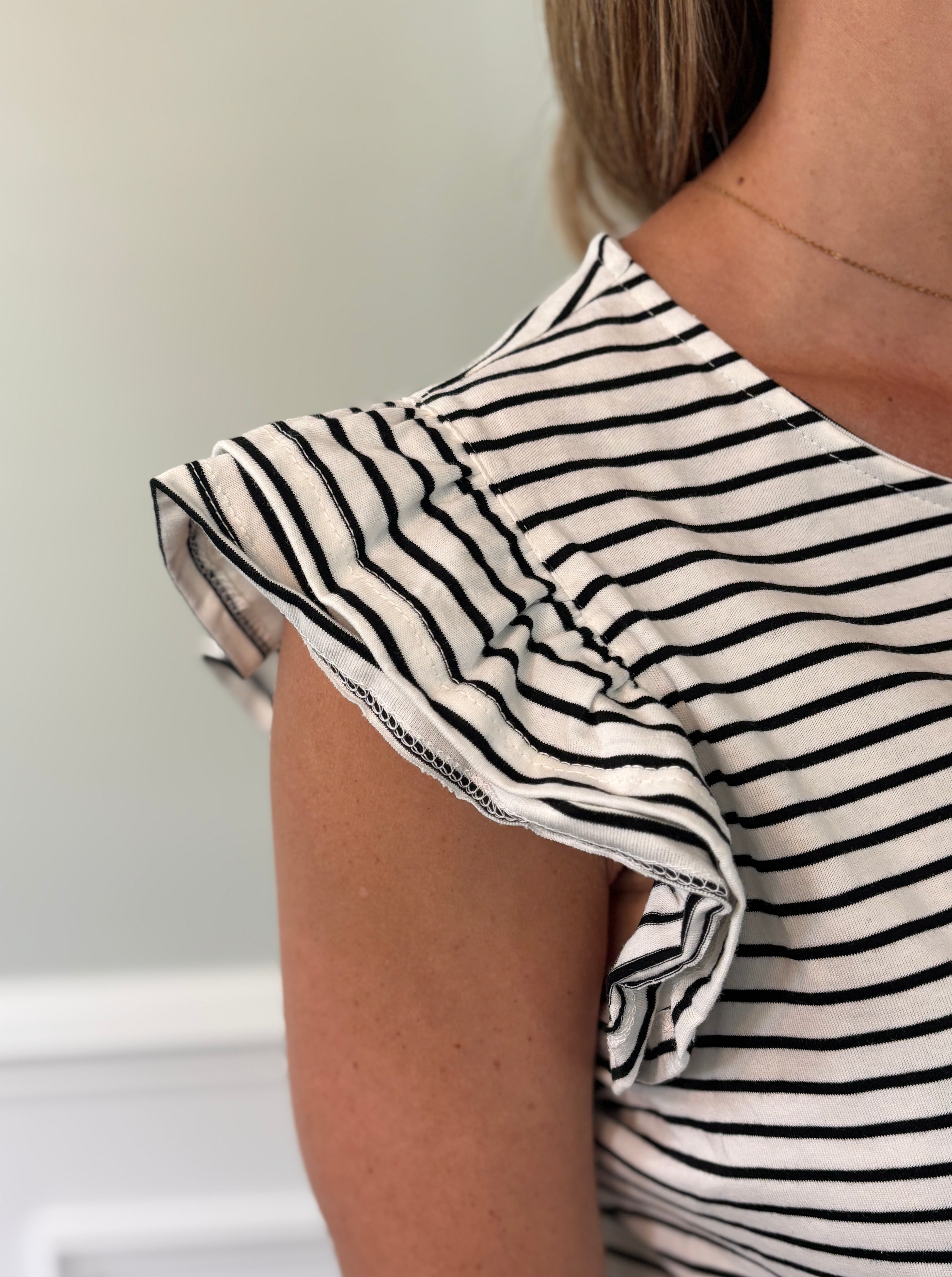 Coastal Stripe Ruffle Top