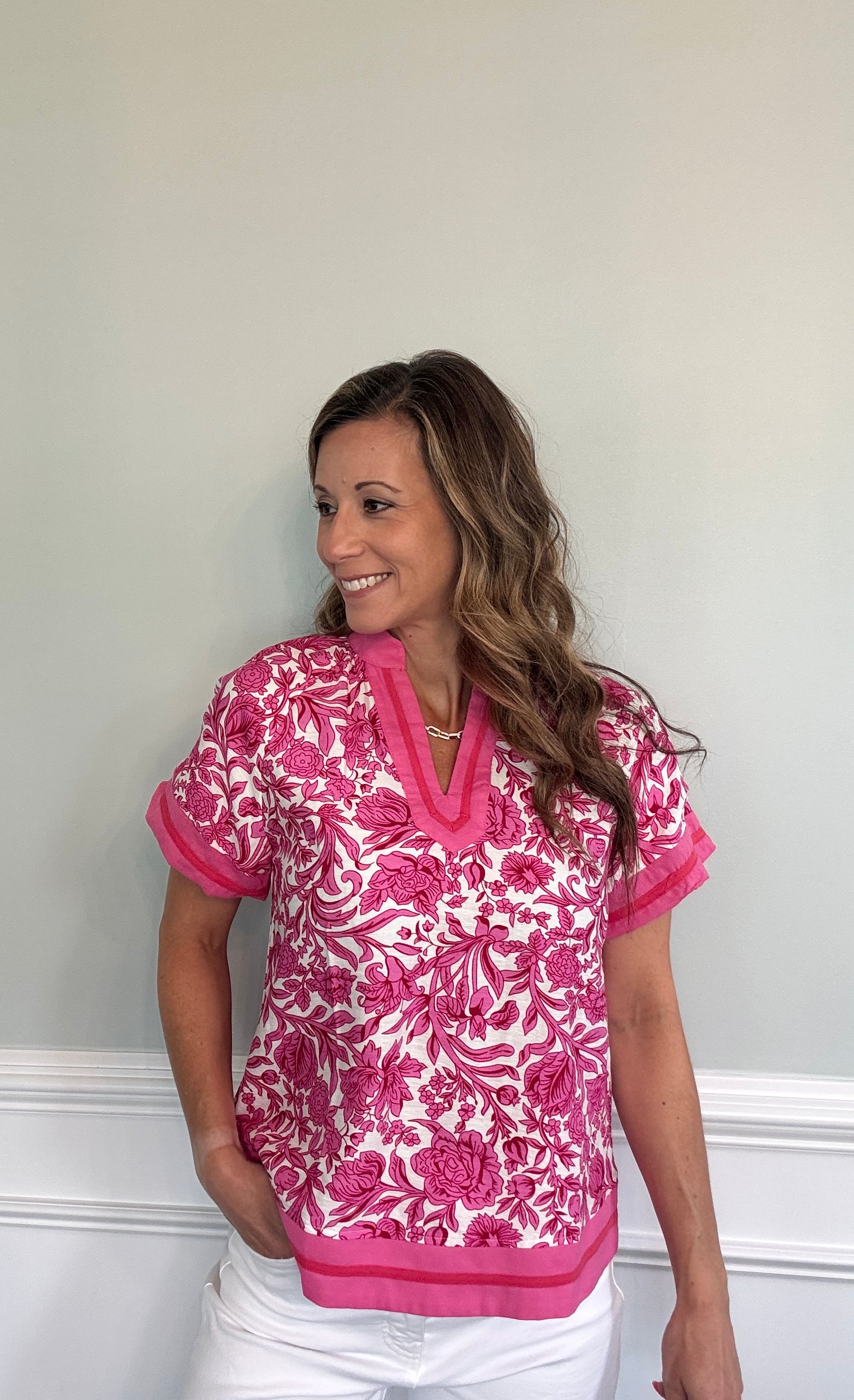 Magnolia Bloom Top — bold floral boxy top