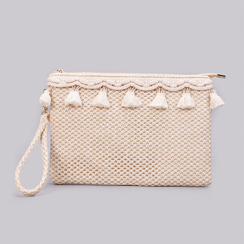 Naya Crochet Tassel Clutch — crochet tassel clutch bag