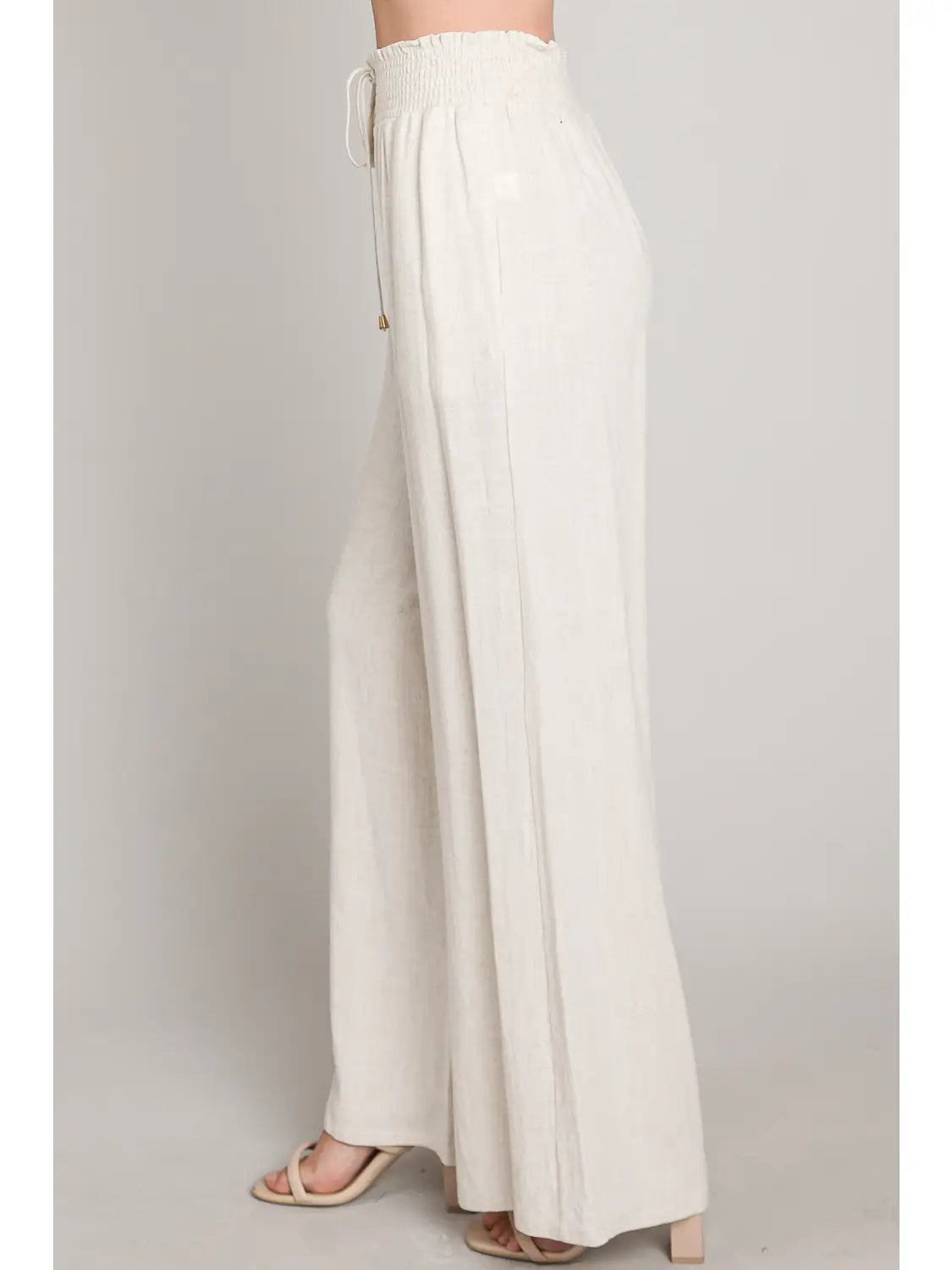 Soft Linen Wide Leg Pants — linen smocked-waist wide-leg pants