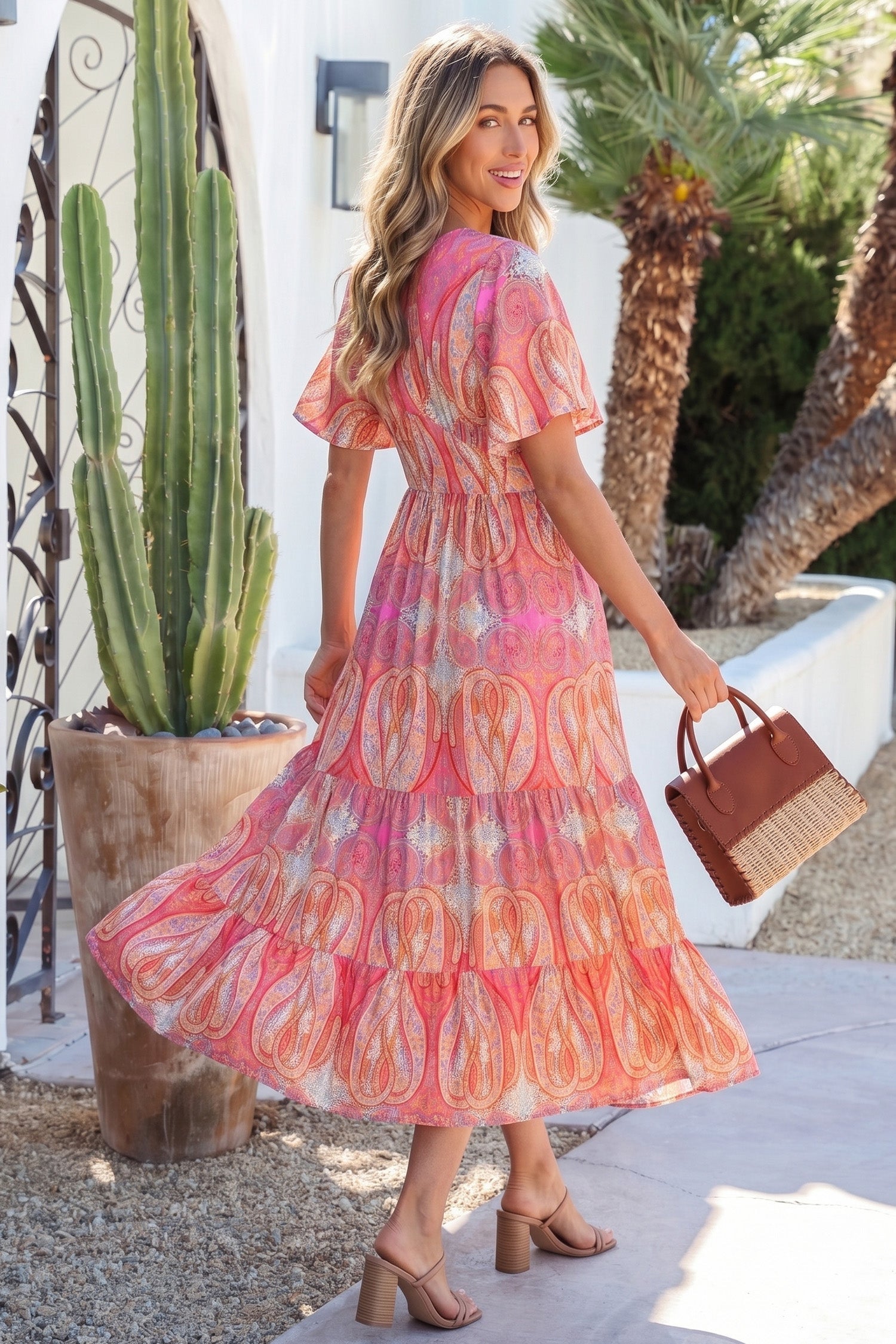 Luz Sleeve Boho Maxi Dress — floral boho flutter-sleeve maxi dress