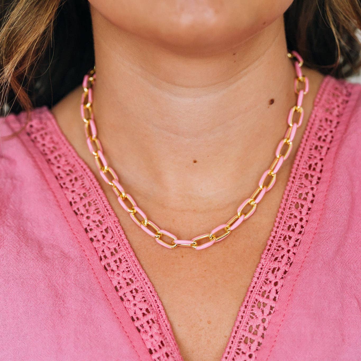 Constitution Necklace — oversized enamel link necklace