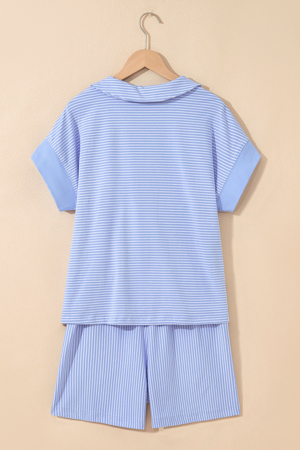 Lilian Dolman Sleeve Polo Shirt Set — striped polo top and shorts set